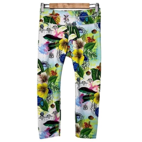 Athleta Womens Size XXS Tropical Sonar Capri Legging Running Floral Bright Pant - Picture 2 of 10